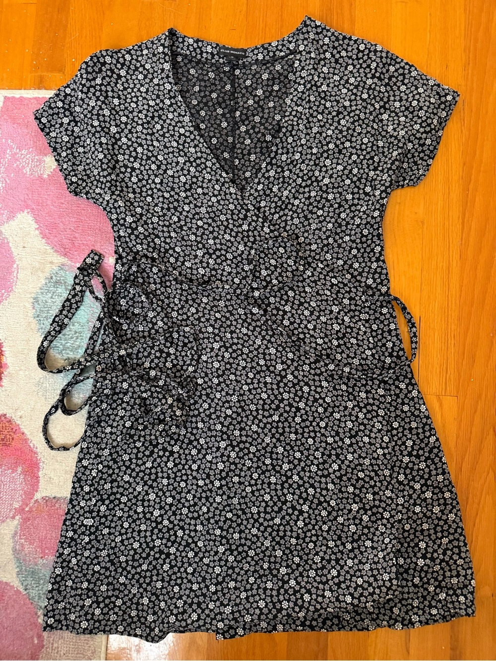 Club Monaco Black Dress with White Floral Print